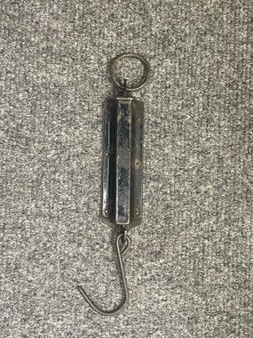 Vintage Metal Hanging Forschner’s Balance No. 2 Scale Hook in Blackened Steel